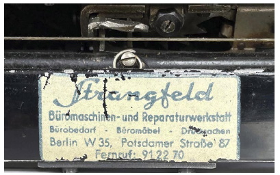 dealer decal on typewriter